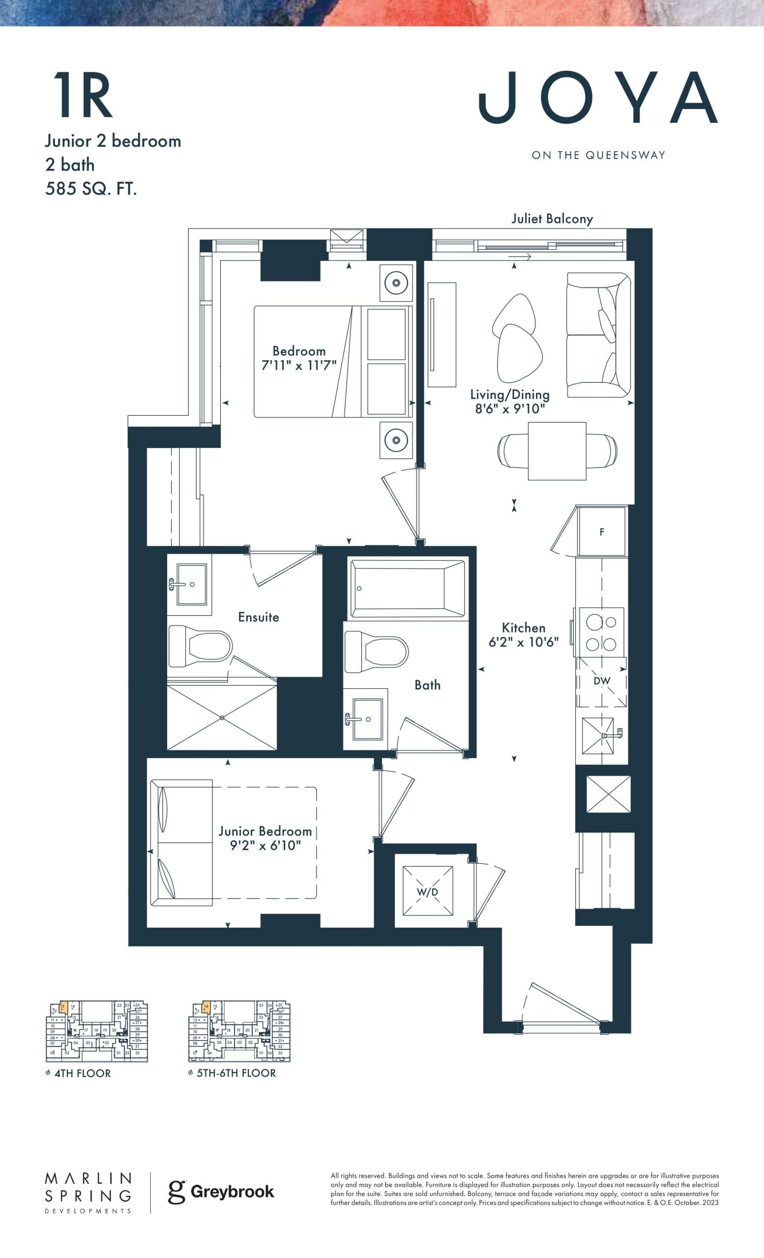 1R Floor Plan at JOYA Condos - 585 sq.ft