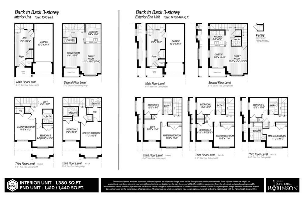 The Carpenter Bee Floor Plan at The Hive Towns - 1380 sq.ft