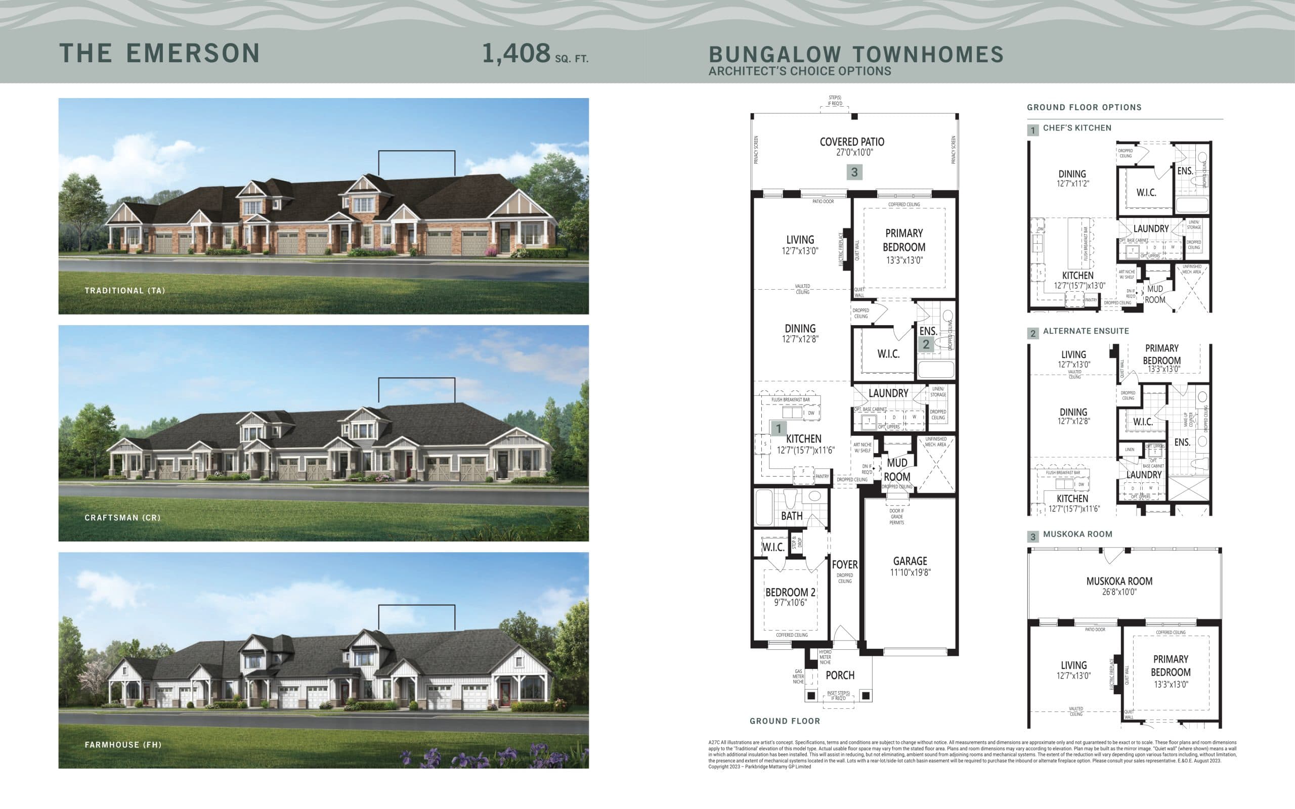 The Emerson Floor Plan at Lakehaven Towns - 1408 sq.ft