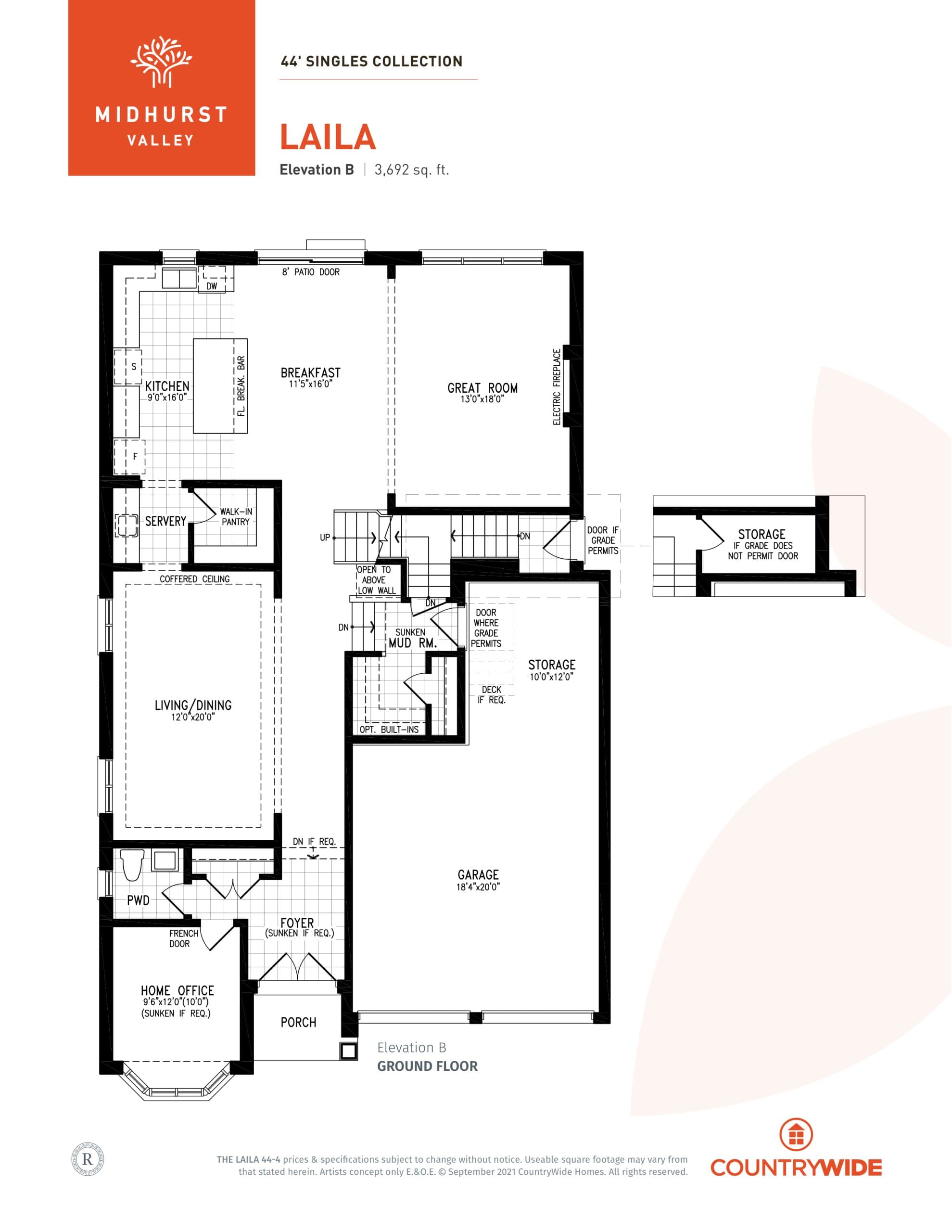 Laila - Elev. B Floor Plan at Midhurst Valley by CountryWide Homes - 3692 sq.ft