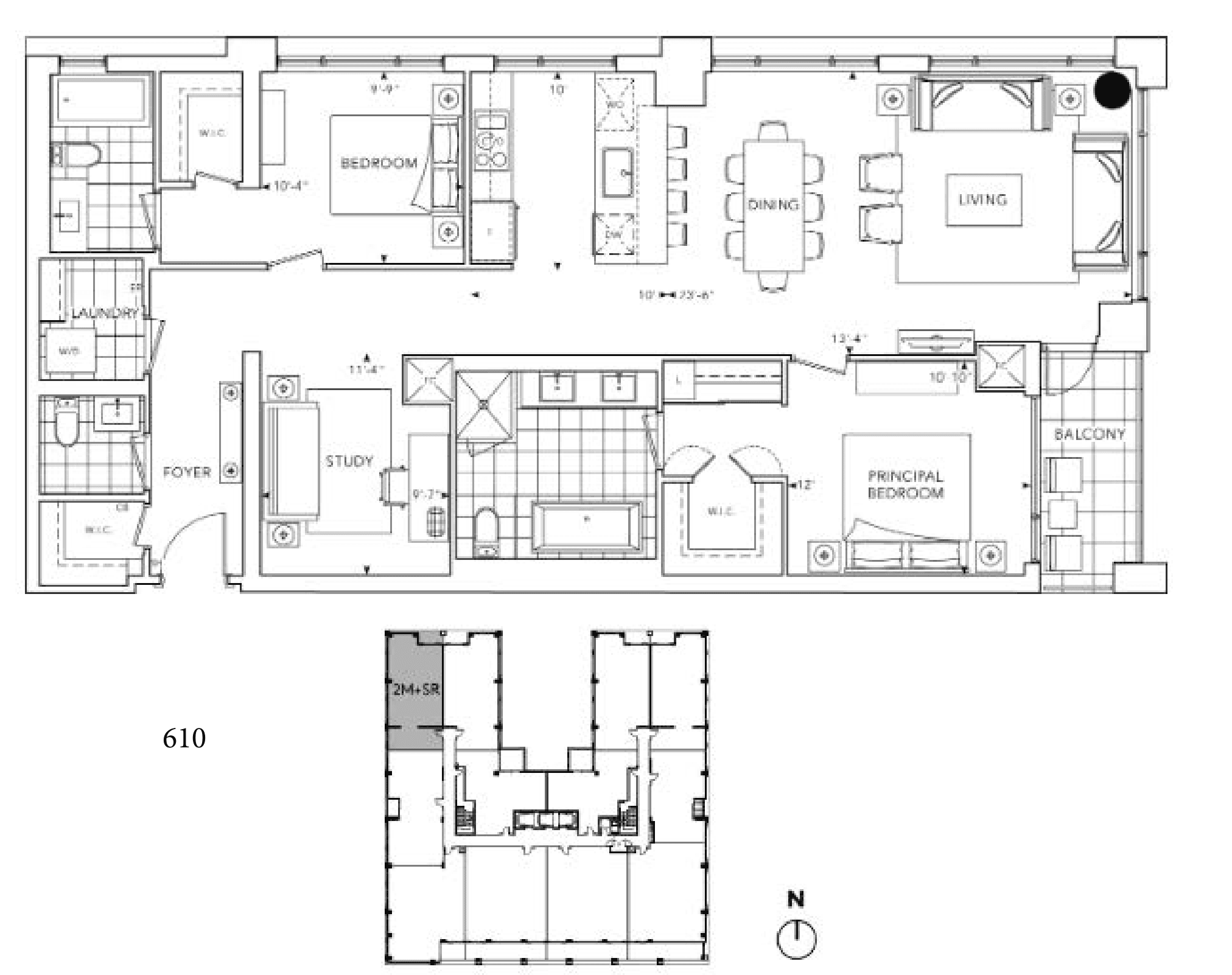 2M+SR - Signature Series (610) Floor Plan at Tridel at The Well Condos - 1515 sq.ft