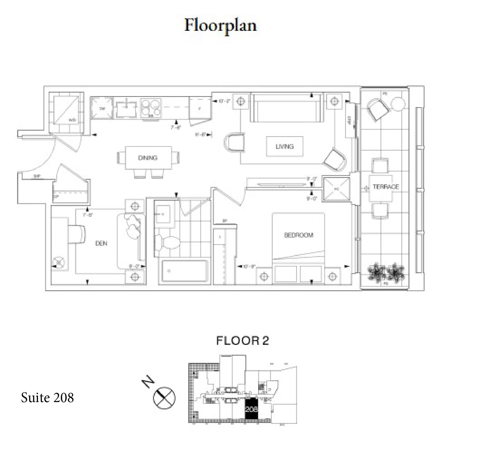 Suite 208 Floor Plan at Westerly 2 Condos - 596 sq.ft