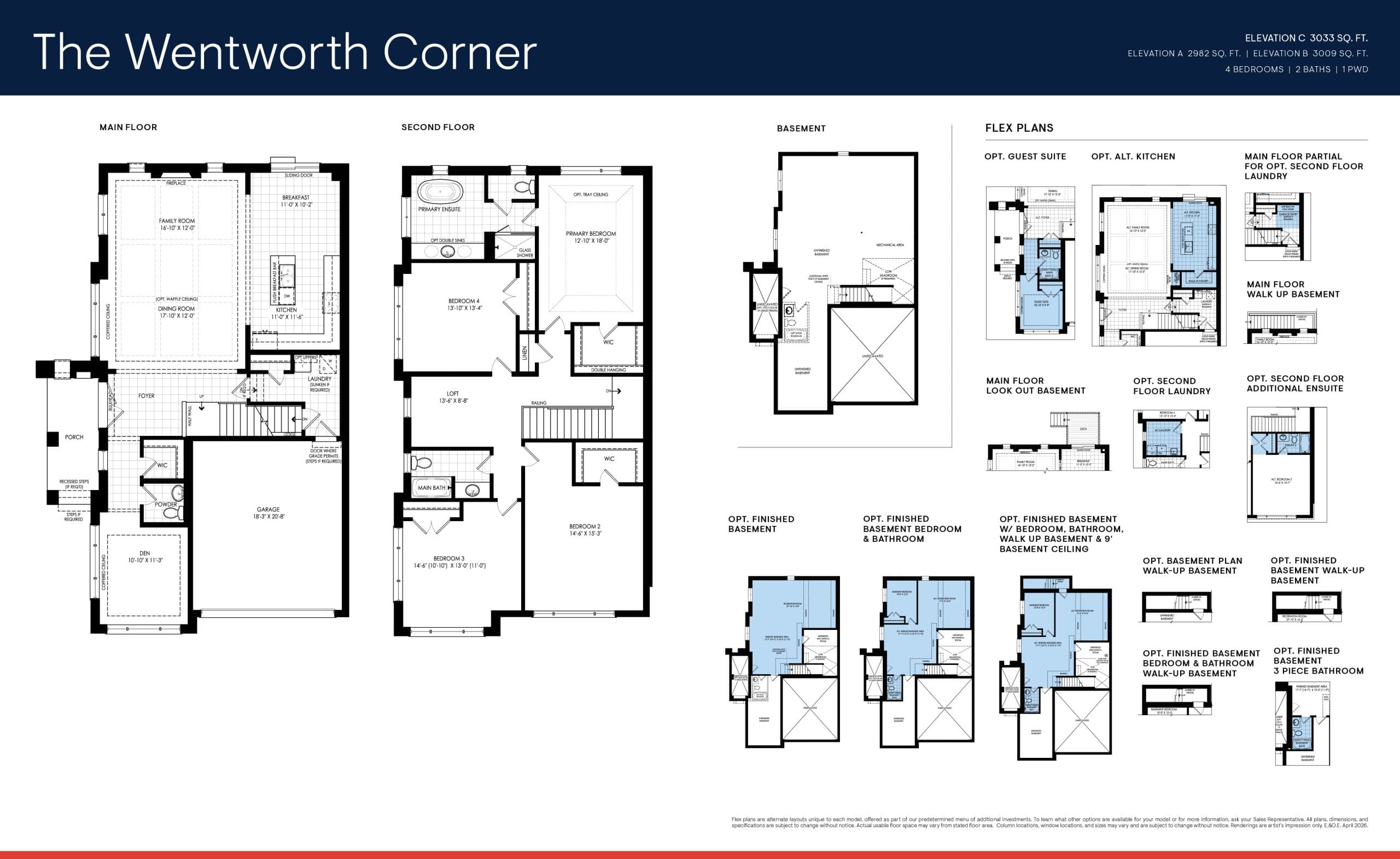 The Wentworth (Corner) Floor Plan at The Heights of Harmony East - 2982 sq.ft